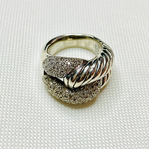 DAVID YURMAN DIAMOND STERLING SILVER INFINITY LOVE KNOT RING Sz 7 - Picture 2 of 8
